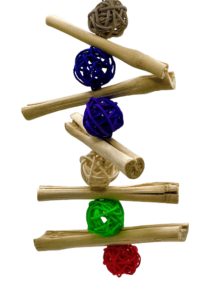 Bamboo Sticks and Rattan Balls Hanging Treat For Rabbit, Hamsters, Guinea Pigs, Chinchillas and other Small Rodents