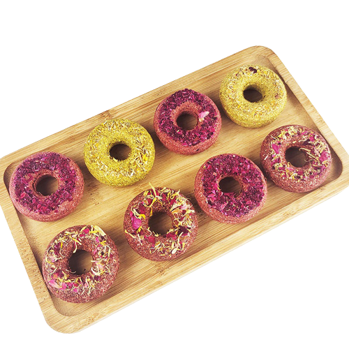 Donut With Flower Petals Treat For Rabbit, Hamsters, Guinea Pigs, Chinchillas & Small Rodents