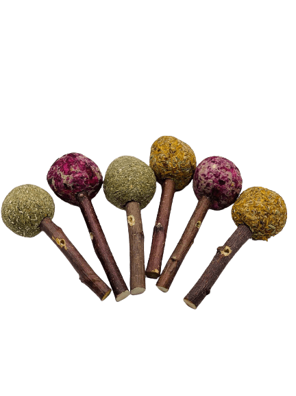 Timothy Hay Floral Grass Ball Lollipops Treat for Rabbit, Hamsters, Guinea Pigs, Chinchillas & Small Rodents.
