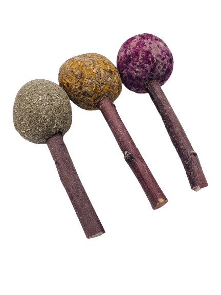 Timothy Hay Floral Grass Ball Lollipops Treat for Rabbit, Hamsters, Guinea Pigs, Chinchillas & Small Rodents.