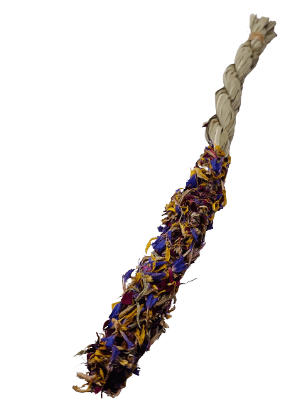 Floral Seagrass Twist with Calendula, Rose, and Forget Me Not Treat for Rabbits, Hamsters, Guinea Pigs, Chinchillas, & Small Rodents
