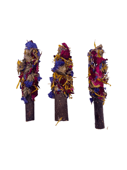 Apple Sticks with Banana, Calendula, Rose, Forget Me Not Treat For Rabbit, Hamsters, Guinea Pigs, Chinchillas & Small Rodents
