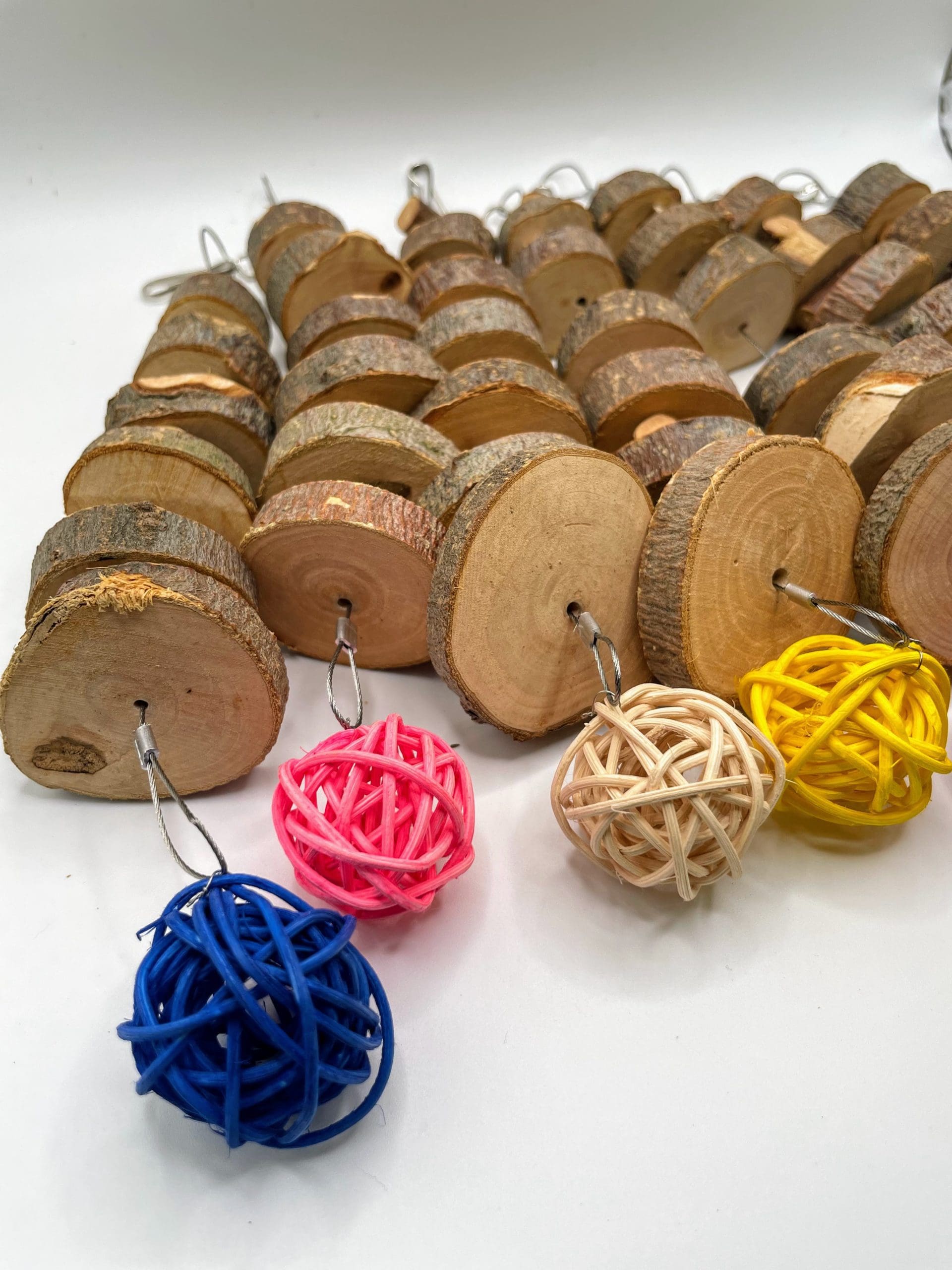 Hanging Chew Toys Treat with Wicker Ball and Apple Wood Branch for Rabbits, Hamsters, Chinchillas, Guinea Pigs and Other Small Animals