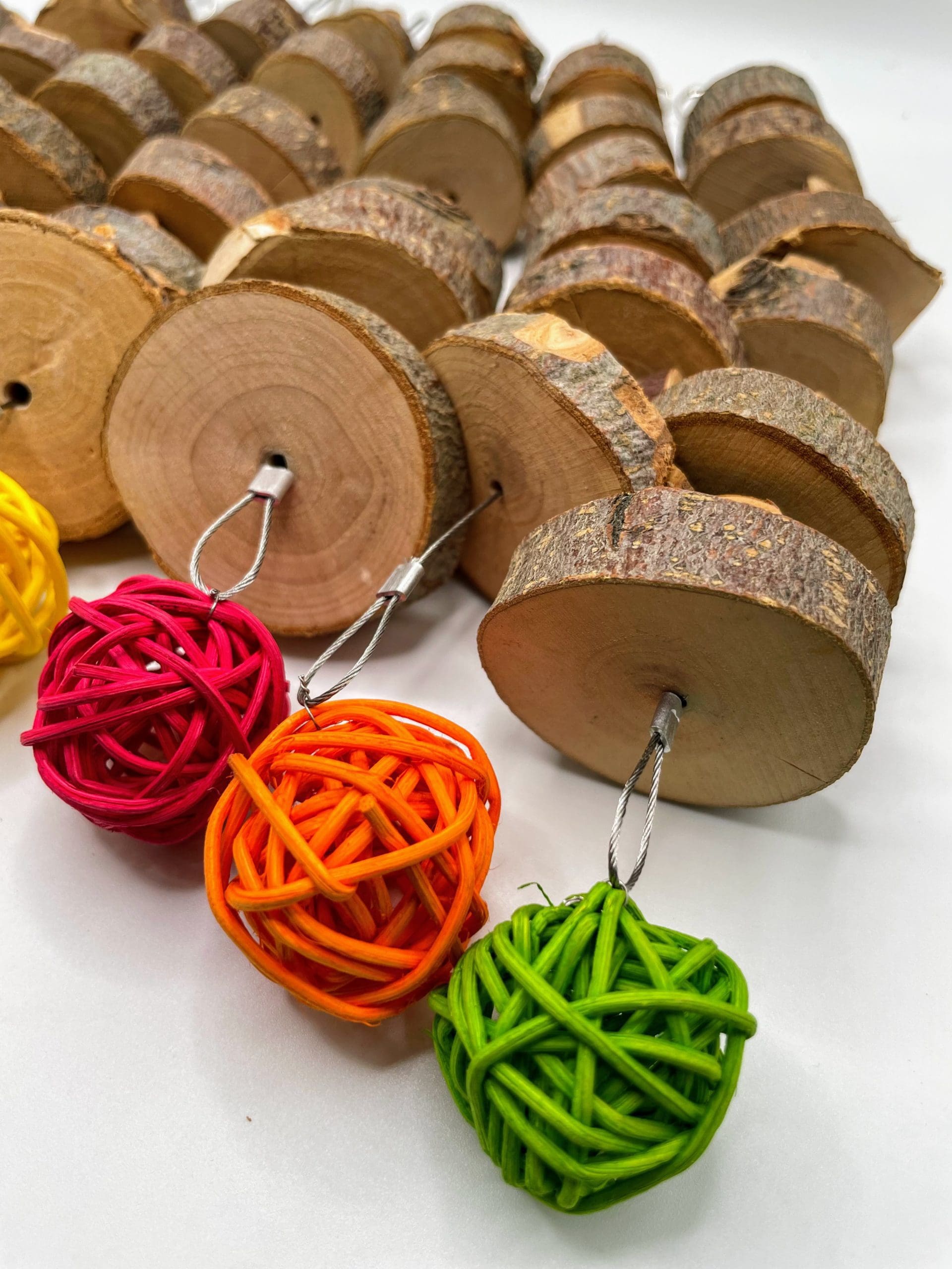 Hanging Chew Toys Treat with Wicker Ball and Apple Wood Branch for Rabbits, Hamsters, Chinchillas, Guinea Pigs and Other Small Animals