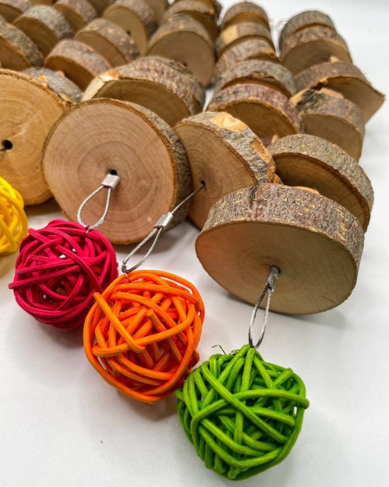 Hanging Apple Stick and Wicker Ball for rabbits, chinchillas, Hamsters, rodent and other small animal