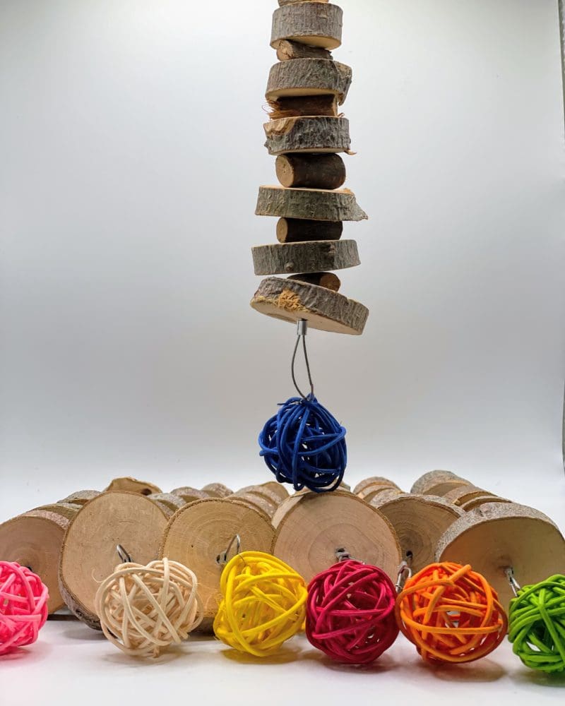 Hanging Apple Stick and Wicker Ball for rabbits, chinchillas, Hamsters, rodents and other small animals