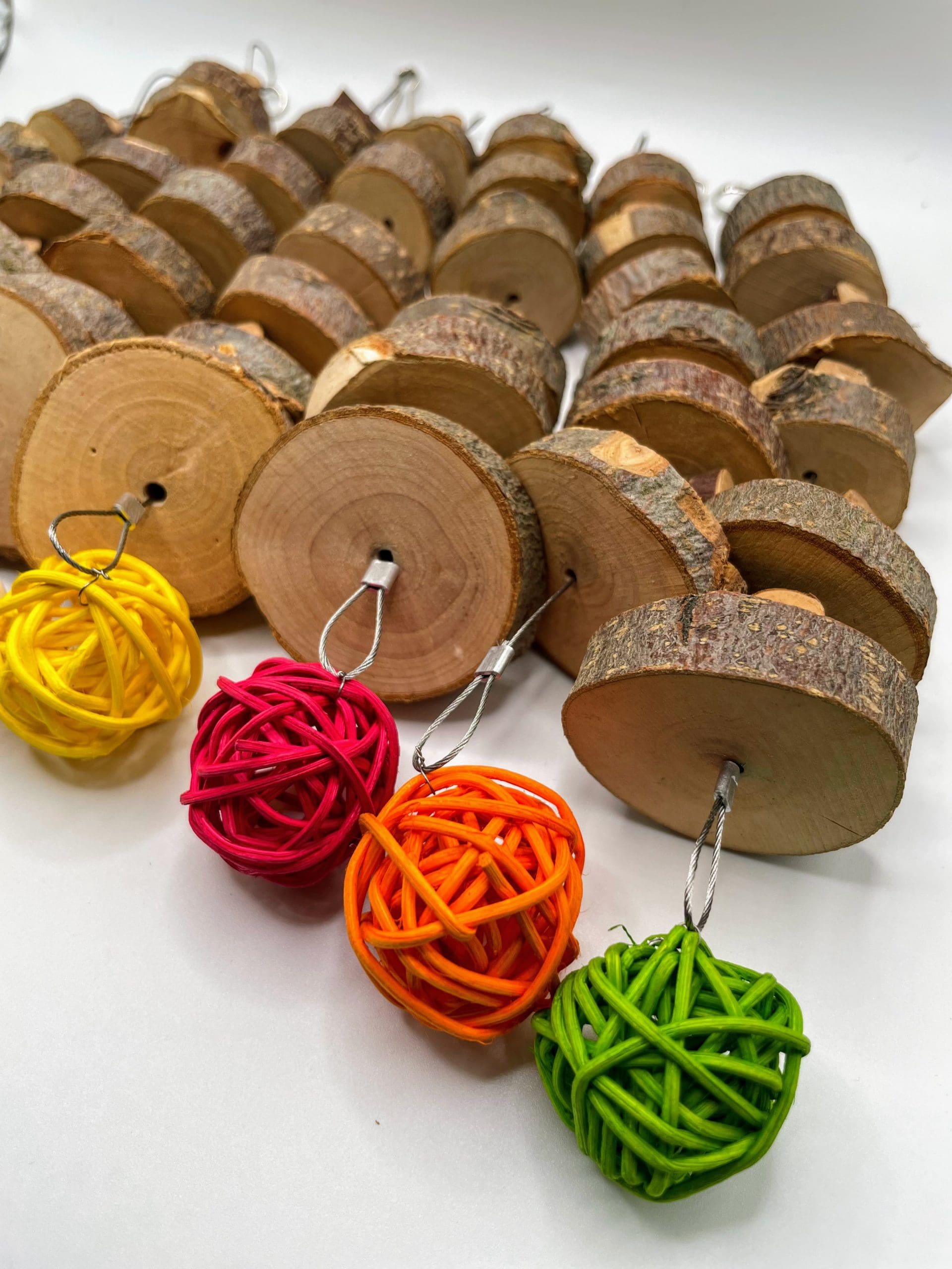 Hanging Chew Toys Treat with Wicker Ball and Apple Wood Branch for Rabbits, Hamsters, Chinchillas, Guinea Pigs and Other Small Animals