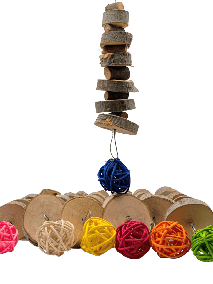 Hanging Chew Toys Treat with Wicker Rattan Ball and Apple Wood Branch for Rabbits, Hamsters, Chinchillas, Guinea Pigs and Other Small Rodents