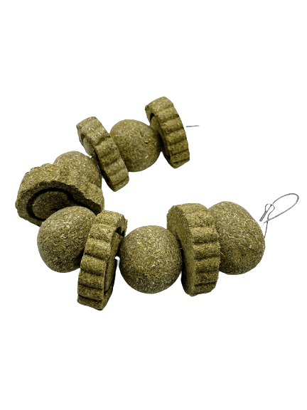 Timothy Hay Heart Shaped Hanging Chew Toys with Grass Cake and Balls Treats For Rabbit, Hamsters, Guinea Pigs, Chinchillas and Small Rodents