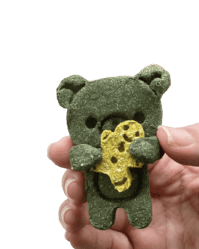 2 Pack TImothy Hay Teddy bear with Gingerbread Man and Angel Figure Treats for Rabbits, Chinchillas, Hamsters, Guinea Pigs and Small Rodents - Image 3