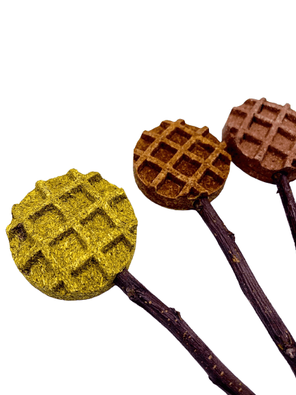Waffle with Apple Stick Lollipop Treats For Rabbits, Hamsters, Guinea Pigs, Chinchillas, and Small Rodents