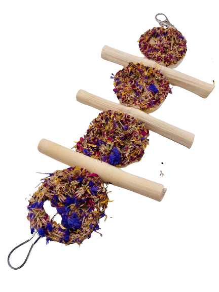 Hanging Bamboo and Floral Loofah for rabbits, Chinchillas, Hamsters Rats, and other Small Animals