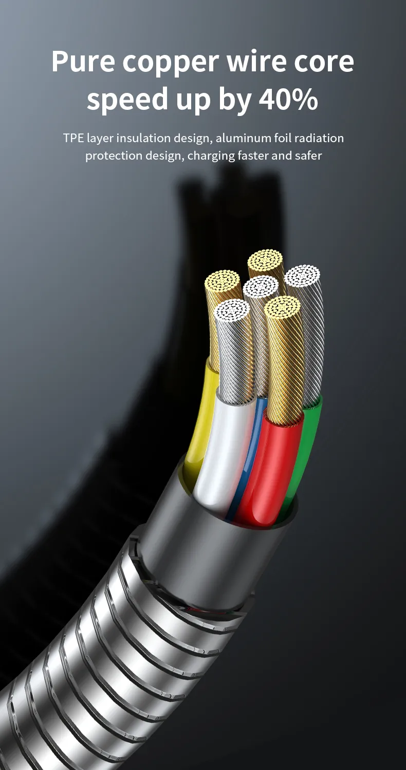 Durable Bite-Resistance Braided Stainless Steel Fast Charging Phone Data Cable For Pet Owners - Image 5
