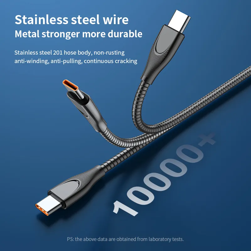 Durable Bite-Resistance Braided Stainless Steel Fast Charging Phone Data Cable For Pet Owners